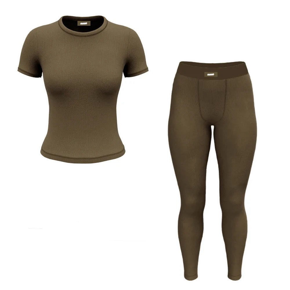 Ribbed Lounge Set : Espresso