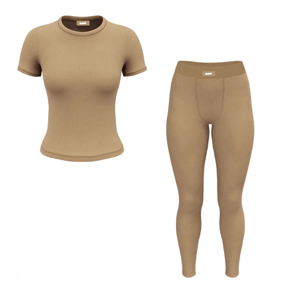 Ribbed Lounge Set : Caramel