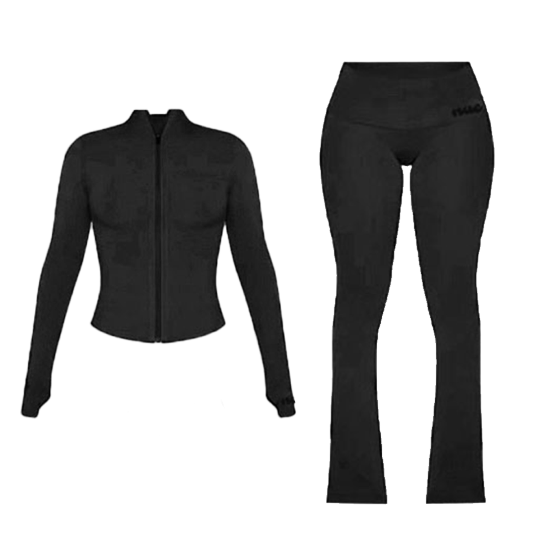 Flared Jacket Set - Black